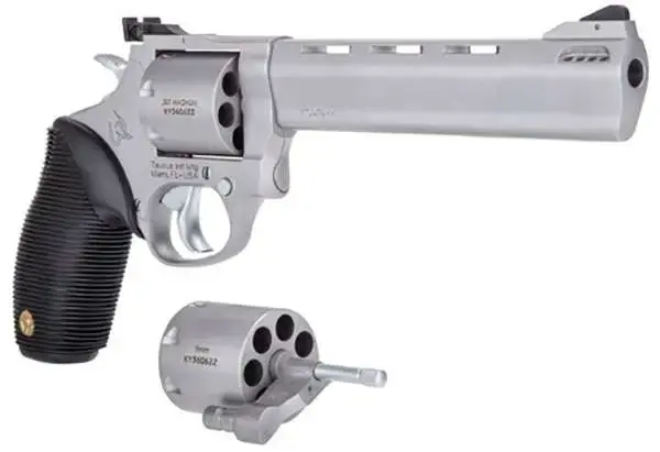 Taurus 2692069 692 38 Special,357 Mag,9mm 7 Round 6.50" Matte Stainless, Black Ribber Grip Interchangeable Cylinders