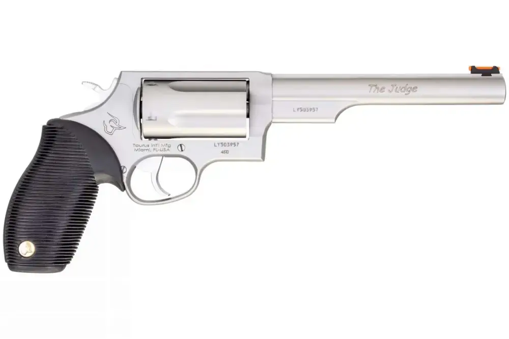 Taurus 2441069T Judge 45 Colt (LC)/410 Gauge 5 Round 6.50" Stainless Steel Black Ribber Grip Fiber Optic Front Sight