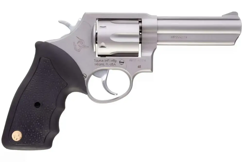 Taurus 2650049 65 Single/Double 357 Magnum 4" 6 rd Black Rubber Grip Stainless Steel