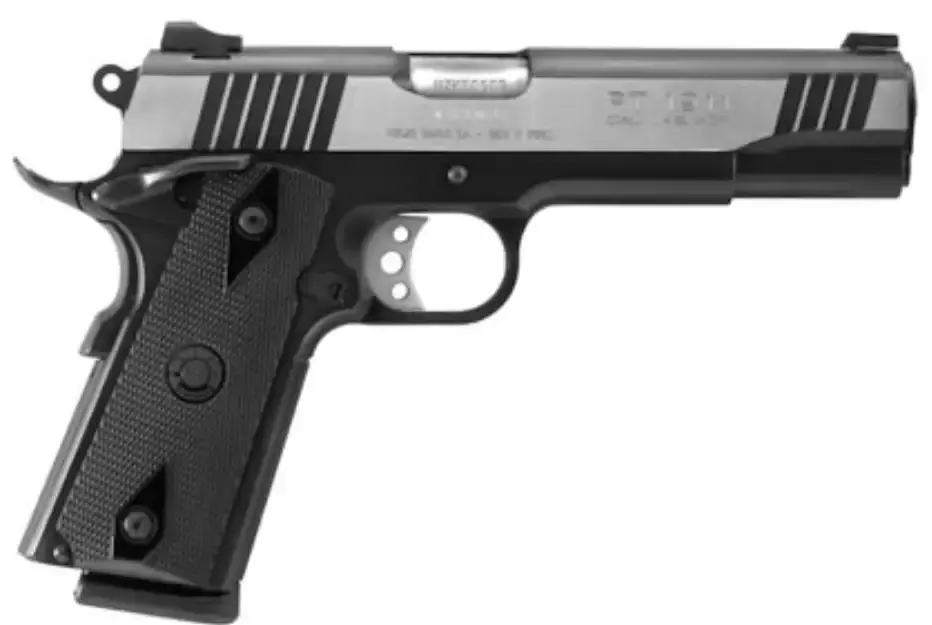 Taurus 1191101DT 1911 Standard 45 ACP 5" 8+1 Blued Black/Stainless Slide Black Polymer