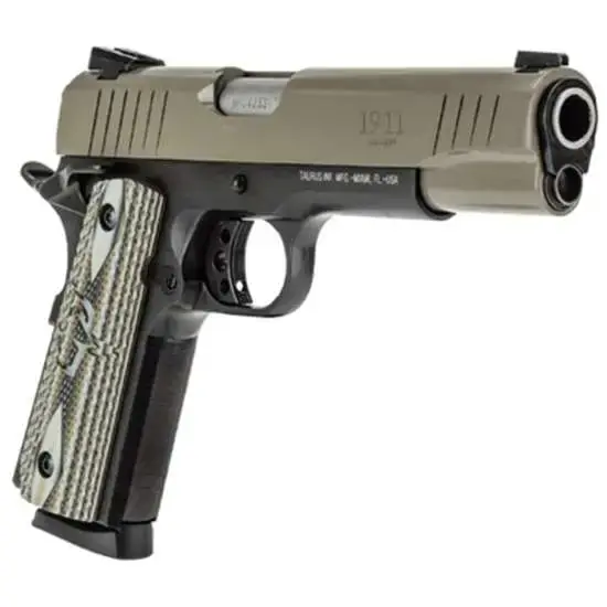 Taurus 1191101SVZ 1911 45 ACP 5" 8+1 Black Sand Cerakote Slide Black VZ G10 Grip