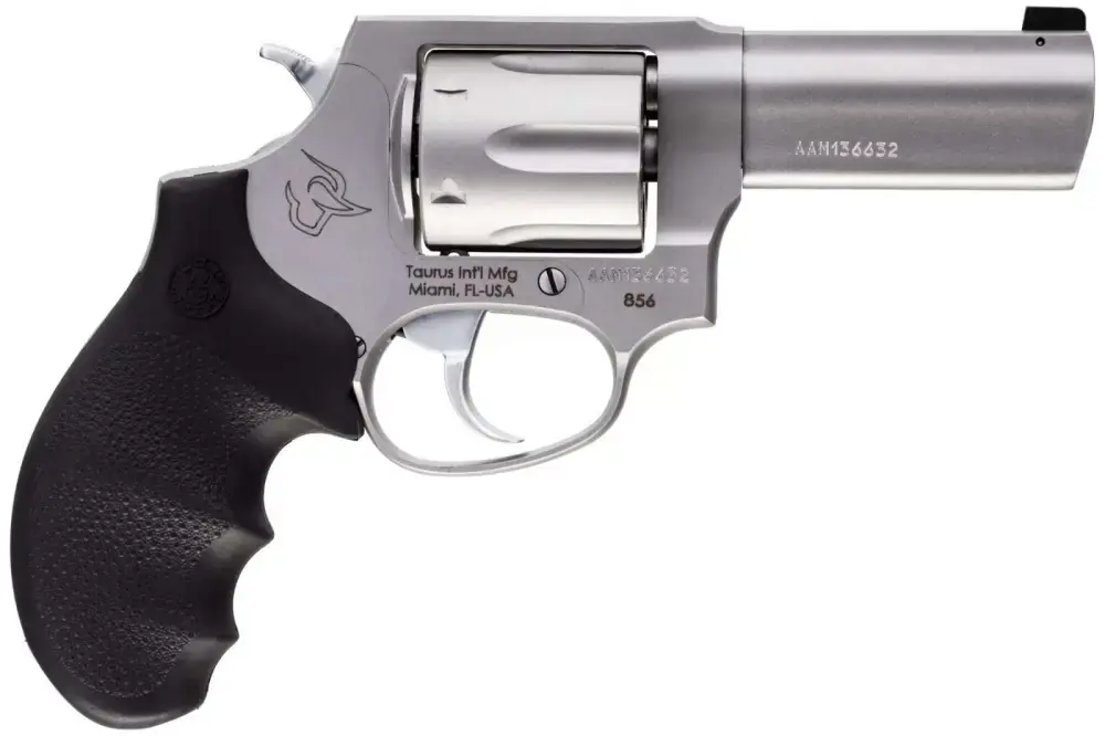Taurus 285639NS 856 Defender 38 Spl + P 6 Round 3.50" Matte Stainless Black Hogue Rubber Grip