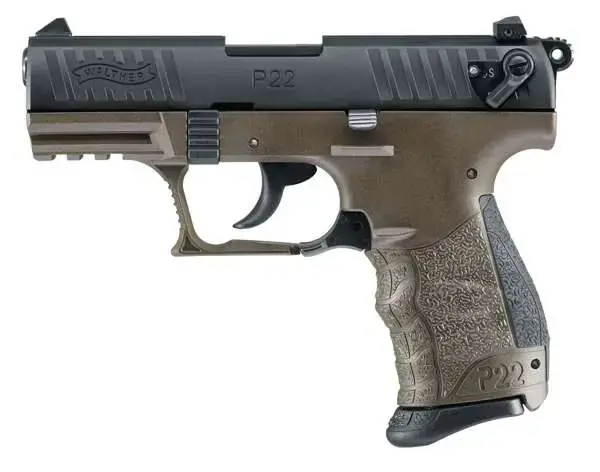 Walther P22 Military 22 LR 10+1 3.42" Matte Black Tenifer Serrated/Steel Slide, OD Green Polymer Frame