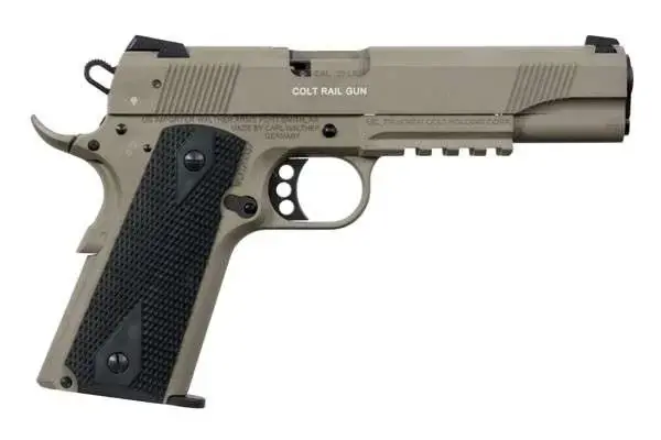 Walther Arms 5170310 1911 Colt Government A1 22 LR 5" 12+1 Flat Dark Earth Black Polymer Grip with Rail
