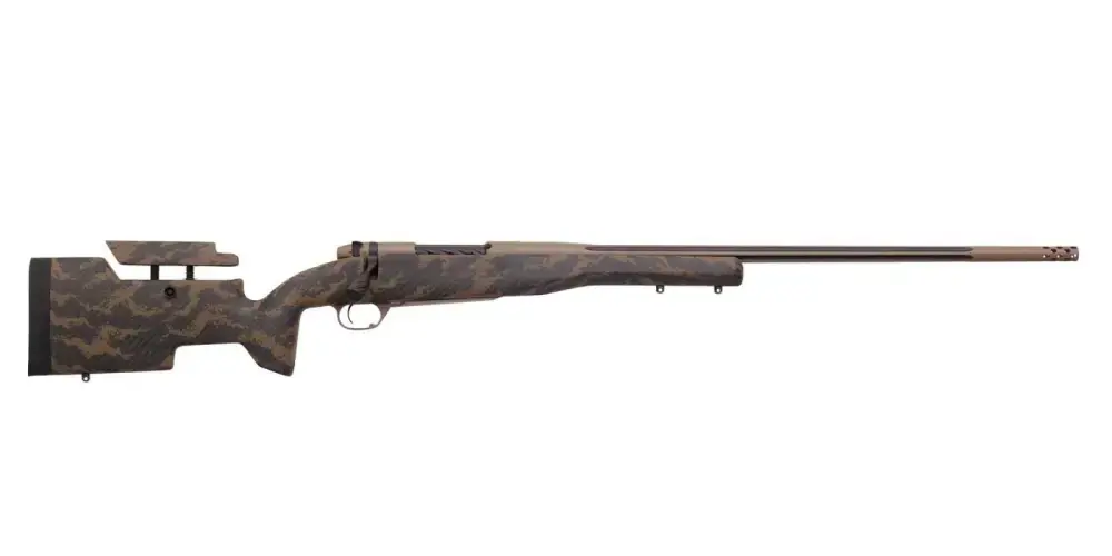 Weatherby MAE01N65RWR6B Mark V Accumark Elite 6.5 Wthby RPM 4+1 24" Black w/Brown Sponge Pattern Fixed w/Adjustable Cheekpiece Stock Coyote Tan Elite Cerakote Right Hand