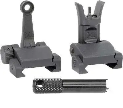 Midwest Industries MICRSSET Combat Rifle Sight Set AR-15, M4, M16 Black Hardcoat Anodized Flip Up Steel/Aluminum