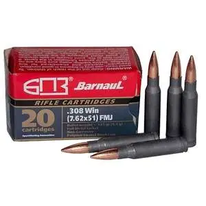 BARNAUL 308WIN 145GR FMJ STEEL CASE 20 Round Box