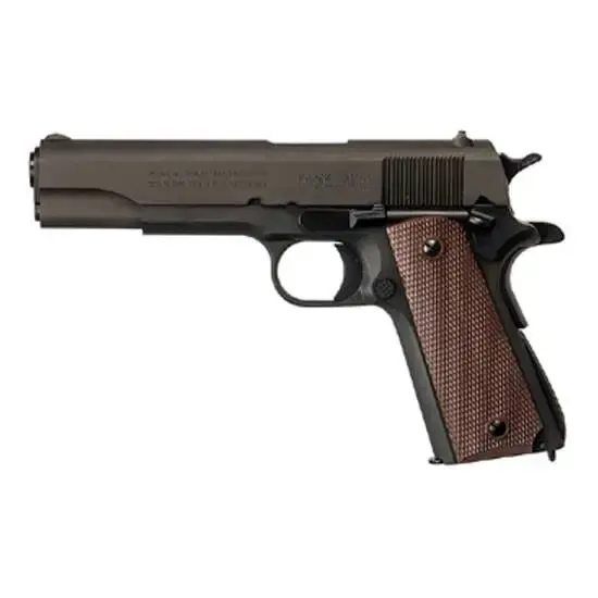 Inland Mfg ILM1911 1911 A1 Government 45 ACP 5" 7+1 Black Parkerized Wood Grip Fixed Sights