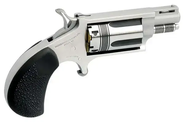 NAA 22MSCTW Wasp 22 Mag 5rd 1.13" Stainless Steel, Black Pebbled Rubber Grip