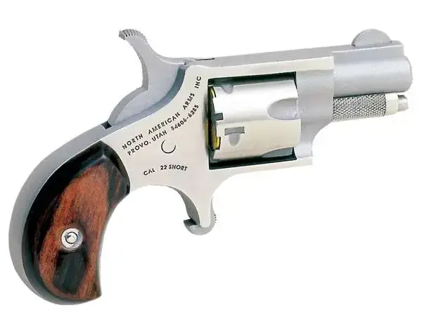NAA 22S Mini-Revolver 22 Short 5rd 1.13" Stainless Steel, Rosewood Bird's Head Grip