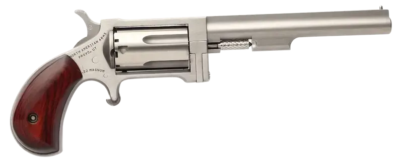 NAA NAASW4 Sidewinder *CA Compliant 22 Mag 5rd 4" Stainless Steel, Rosewood Bird's Head Grip