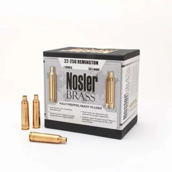 Nosler 10065 22-250 Rem Rifle Brass 50 Per Box