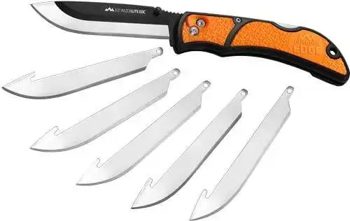 Outdoor Edge RLB30C Razor-Lite EDC 3.50" Drop Point Tanto Plain Polymer Black, Orange Inserts Handle Folding
