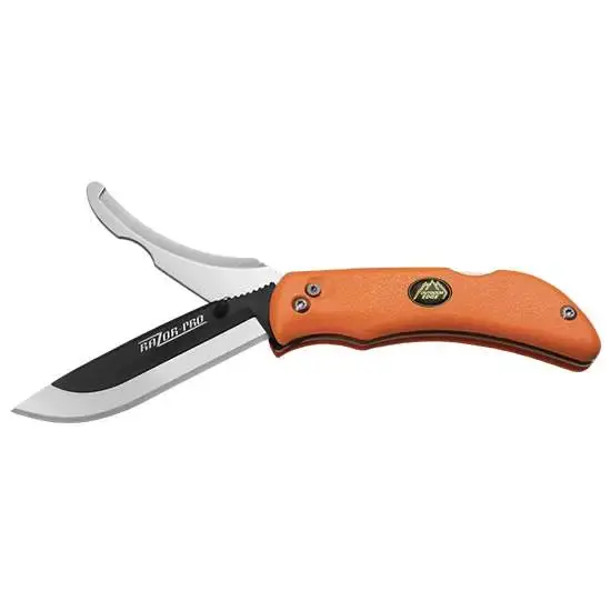 Outdoor Edge RO20C RazorPro 3.50" Razor/Gut Plain/Saw FRN Orange Handle Folding