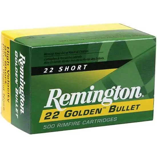 Remington Ammunition 1022 Golden Bullet 22 Short 29 gr Plated Lead Round Nose 50 Round Box