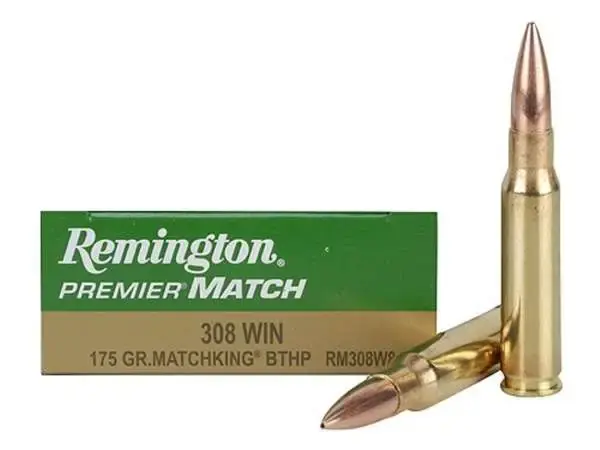 The Remington MatchKing.308 Win./7.62 NATO 175-Grain Centerfire Rifle Ammunition has a hollow-point bullet type with 2,600 fps muzzle velocity. Remington MatchKing.308 Win/7.62 NATO 175-Grain Centerfire Rifle Ammunition - Rifle Shells at Academy Sports.
