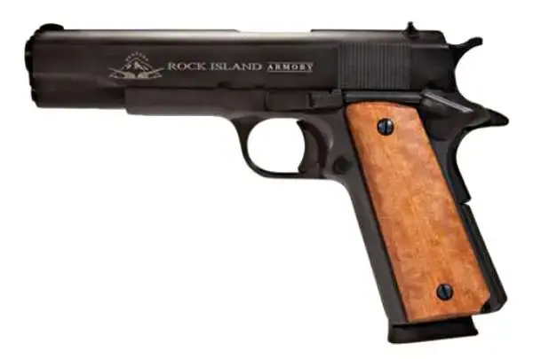 Rock Island 51421MA GI Standard FS *MA Compliant 1911A1 45 ACP 5" 8+1 Black Parkerized Wood Grip Fixed Sights