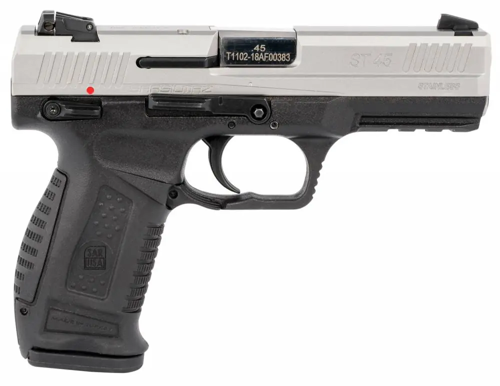 Sar USA ST45STS ST45 45 ACP 4.50" 12+1 TB Black Stainless Steel Black Interchangeable Backstrap Grip