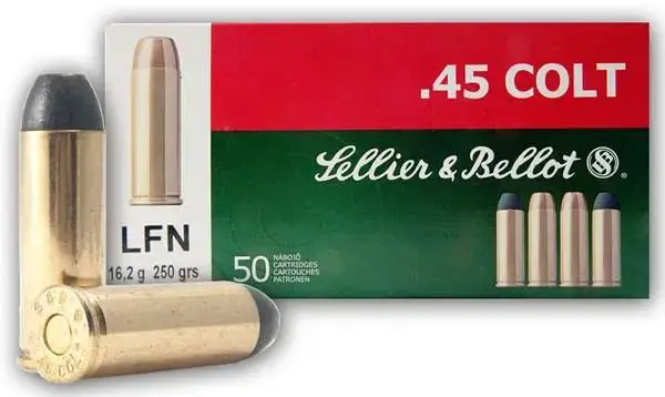 Sellier & Bellot SB45D Handgun 45 Colt (LC) 250 gr Lead Flat Nose (LFN) 50 Round Box