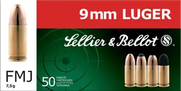 Sellier & Bellot SB9C Handgun 9mm Luger 115 gr Jacketed Hollow Point (JHP) 50 Round Box