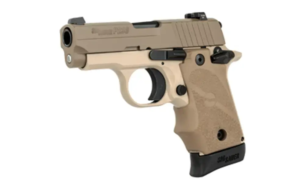 Sig Sauer 238380DES P238 Micro-Compact 380 ACP 2.70" 7+1 Desert Tan Cerakote Flat Dark Earth Hogue Wraparound Rubber Grip
