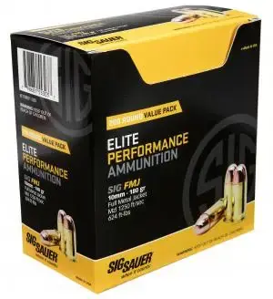 Sig Sauer E10MB1200 Elite Ball 10mm Auto 180 gr Full Metal Jacket (FMJ) 200 Round Box