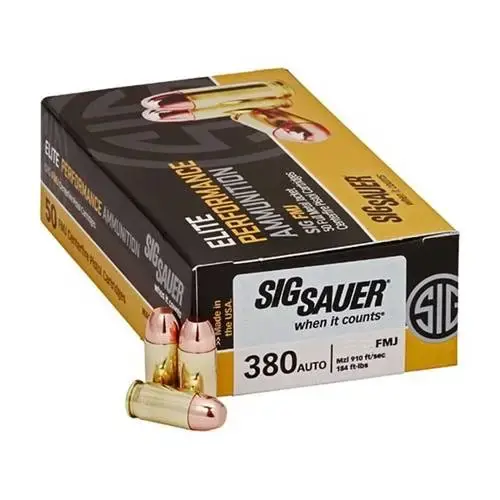 Sig Sauer E380B1200 Elite Ball 380 ACP 100 gr Full Metal Jacket (FMJ) 200 Round Box (Value Pack)