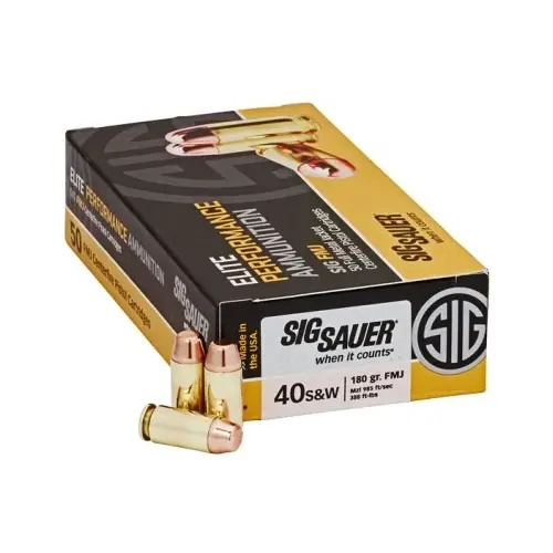 Sig Sauer E40SB2200 Elite Ball 40 S&W 180 gr Full Metal Jacket (FMJ) 200 Round Box (Value Pack)