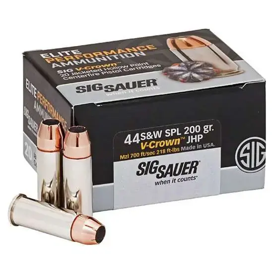 Sig Sauer E44SP120 Elite V-Crown 44 S&W Spl 200 gr Jacketed Hollow Point (JHP) 20 Round Box