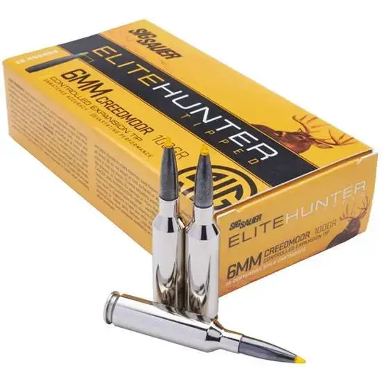 Sig Sauer E6MMCTH220 Elite Hunter Tipped 6mm Creedmoor 100 gr Controlled Expansion Tip 20 Round Box