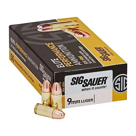 Sig Sauer E9MMB350 Elite Ball 9mm Luger 147 gr Full Metal Jacket (FMJ) 50 Round Box