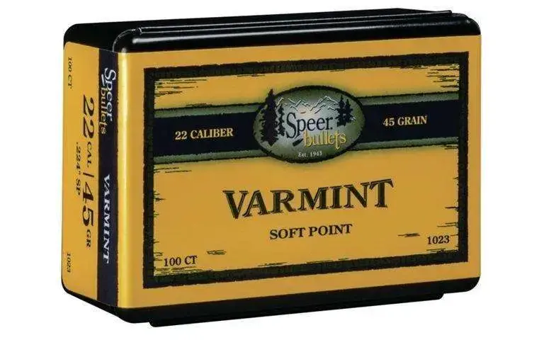 Speer 1023 Varmint .22 Cal .224 45 gr Jacketed Soft Point (JSP) 100 Per Box
