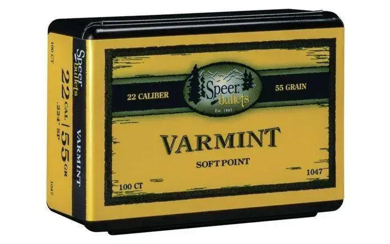 Speer 1047 Varmint .22 Cal .224 55 gr Jacketed Soft Point (JSP) 100 Per Box