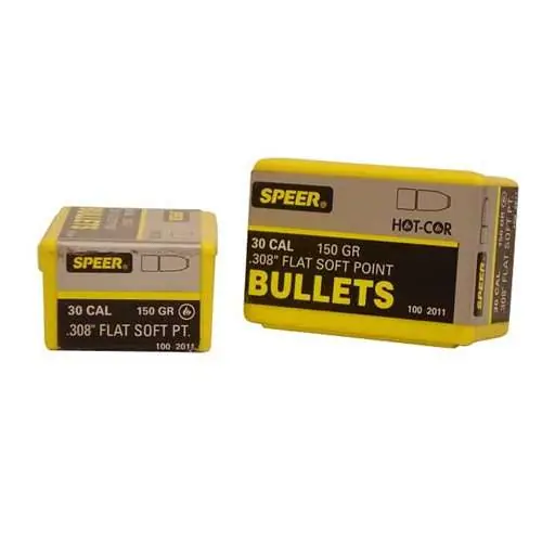 Speer 2011 Hot-Cor 30 Cal .308 150 gr Soft Point Flat Nose (SPFN) 100 Per Box