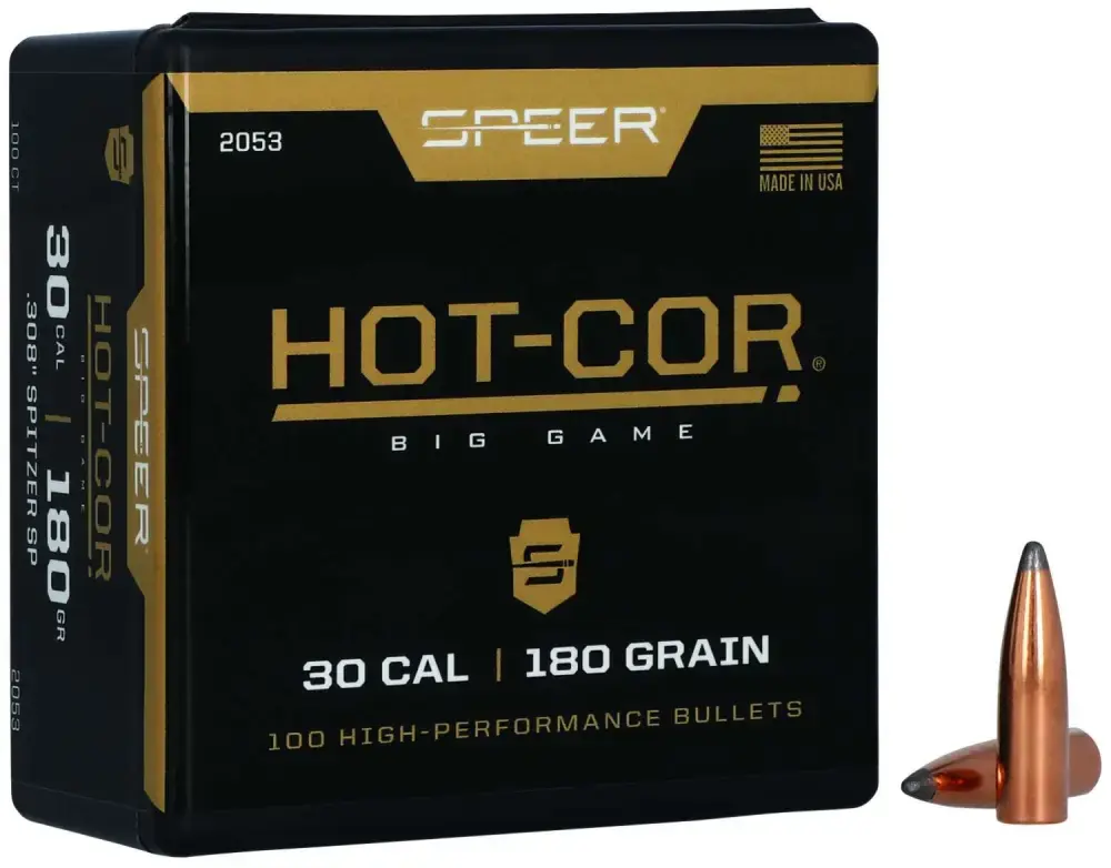 Speer 2053 Hot-Cor 30 Cal .308 180 gr Spitzer Soft Point 100 Per Box