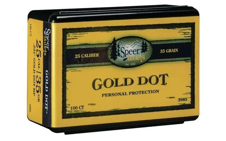 Speer Bullets 3985 Gold Dot Personal Protection 25 Cal. .251 35 gr Hollow Point (HP) 100 Per Box