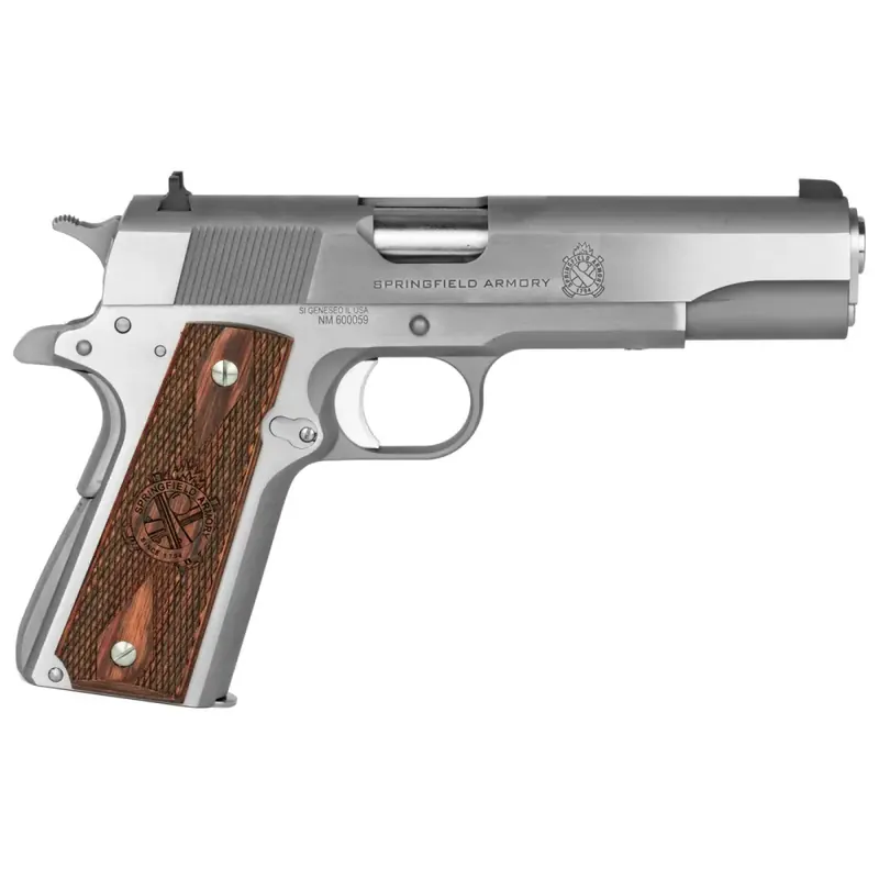 Springfield 1911 Defend Your Legacy Mil-Spec 45 ACP 7+1 5" Satin Stainless, Checkered Wood Laminate Grips