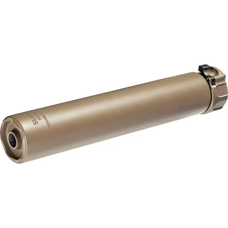 2ND GEN SOCOM SUPPRESSOR, HIGH TEMPERATURE ALLOY CONSTRUCTION, FOR USE WITH 7.62 CALIBER AMMUNITION, DARK EARTH FINISH