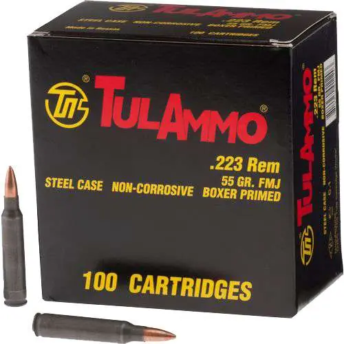 Tulammo TA223100 Rifle 223 Rem 55 gr Full Metal Jacket (FMJ) 100 Round Box