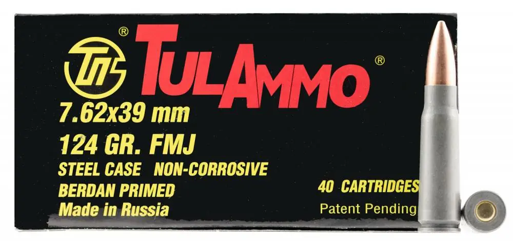 Tulammo UL076211 Rifle 7.62x39mm 124 gr Hollow Point (HP) 40 Round Box