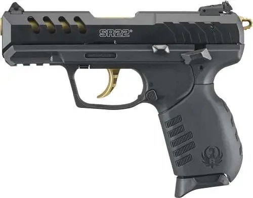 RUG SR22P LTD 22LR VENT SLIDE GOLD PVD BARREL