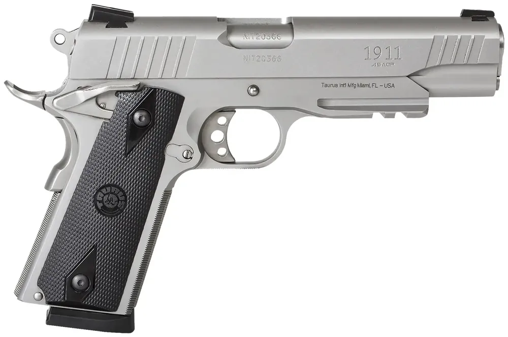 Taurus 1191109SS1 1911 Standard 45 ACP 5" 8+1 Stainless Black Polymer