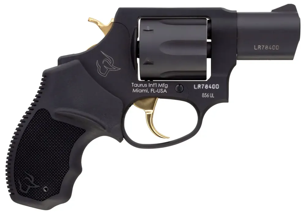 Taurus 2856021ULGLD 856 Ultra-Lite 38 Special 6 Round 2" Black Aluminum Gold Accents Black Rubber Grip