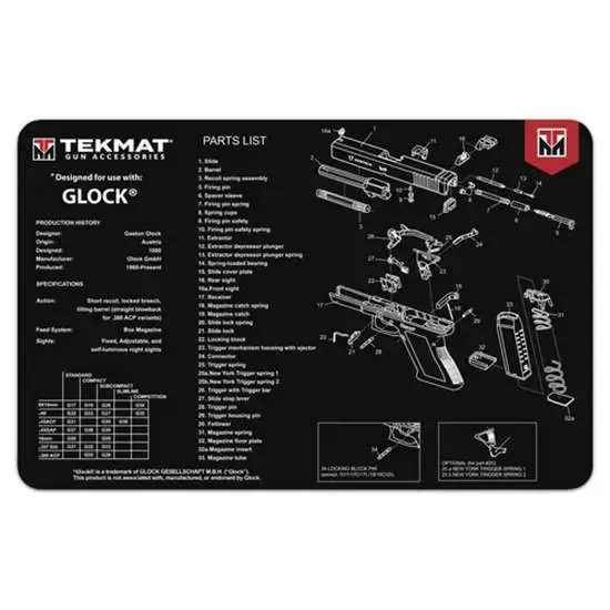 TekMat TEKR17GLOCK Original Cleaning Mat Glock Parts Diagram 11" x 17"