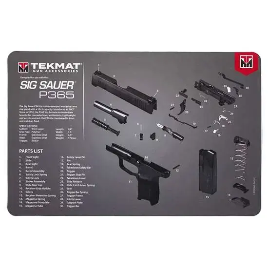 TekMat TEKR17SIG9365 Original Cleaning Mat Sig P365 Parts Diagram 11" x 17"