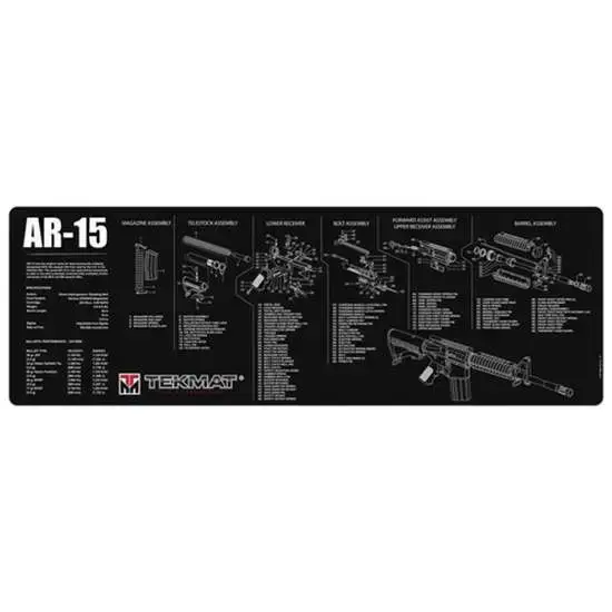 TekMat TEKR36AR15 Original Cleaning Mat AR-15 Parts Diagram 12" x 36" Black