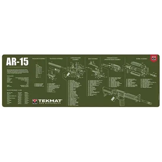 TekMat TEKR36AR15GY Original Cleaning Mat AR-15 Parts Diagram 12" x 36" Gray