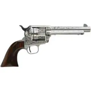 Taylors and Company 701AWE 1873 Cattleman Photo Engraved 45 Colt (LC) 6 5.50" Nickel Engraved Walnut Grip