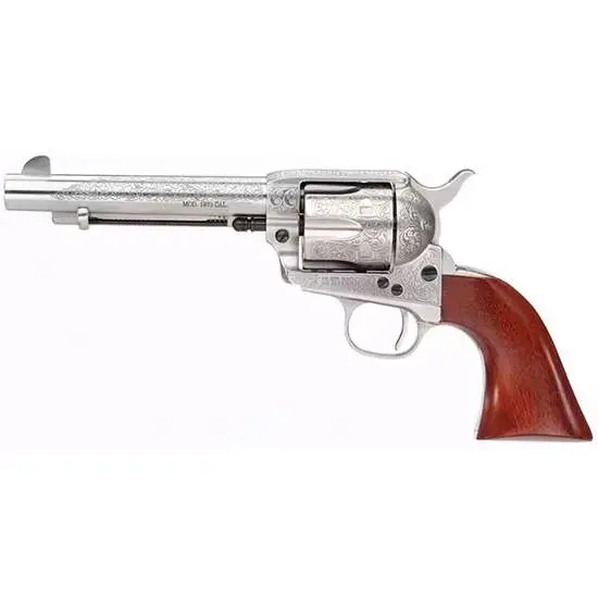 Taylors and Company 713AWE 1873 Cattleman 357 Mag 6 5.50" Nickel Flora Engraved Walnut Grip