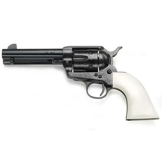 Taylors and Company OG1401 1873 Cattleman Outlaw Legacy Engraved 45 Colt (LC) 6 Round 4.75" Blued Engraved Ivory Synthetic Grip